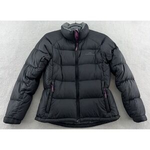 Kathmandu Jacket Womens Sz 8 Goosedown Black Quilted Puffer Coat Full Zip